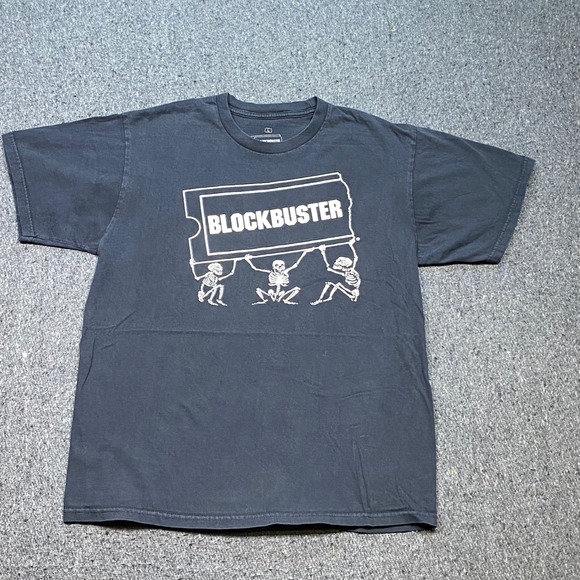Blockbuster Video Skeletons Shirt Sz L Mens Black Retro 90s Skater Movie Graphic
